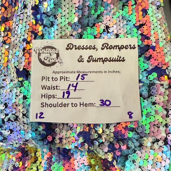 Nasty Gal Premium Marble Sequin Asymmetric Mini Dress Women’s US 4 Multicolor - Picture 9 of 9